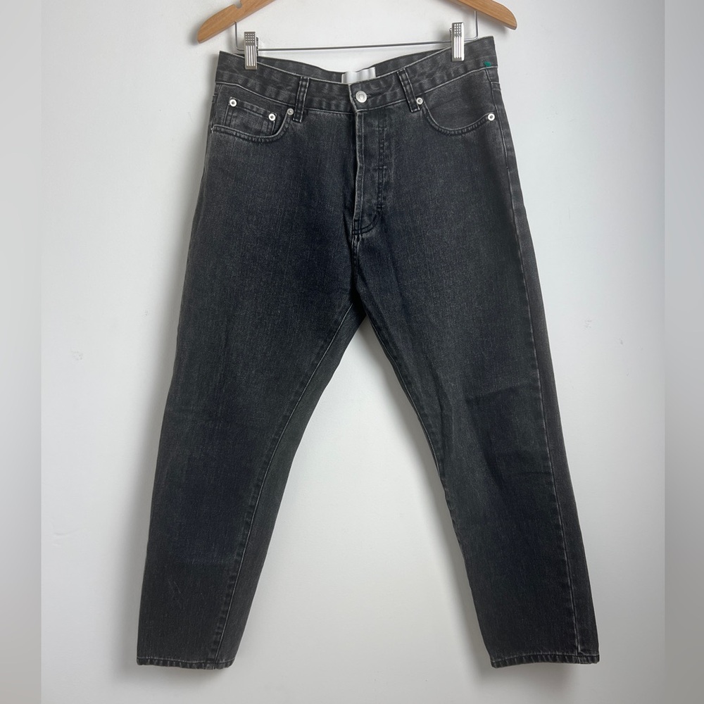 CASASOLA  IT42 or‎ US6/8 100% Cotton Washed Black High Rise Straight Leg Jeans